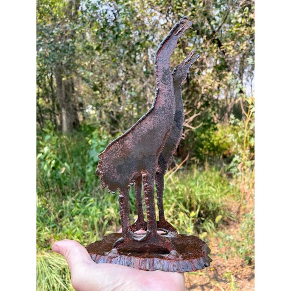 Vintage Folk Art Iron Book End Holder Sand Hill Crane Birds - Picture 9 of 14